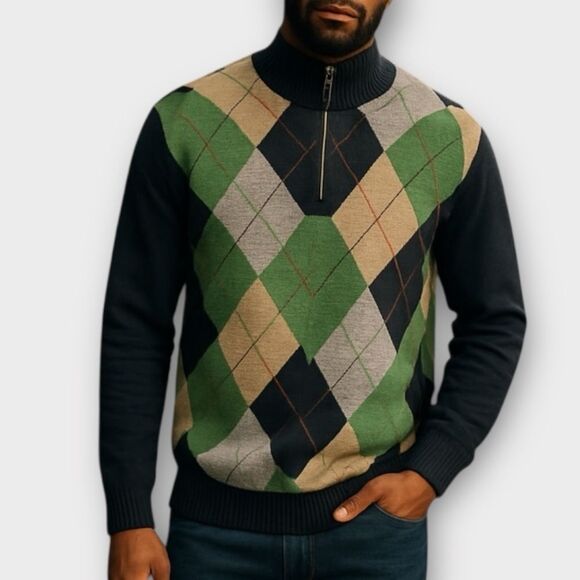 J.Crew Men's Argyle Lambswool Sweater Multicolor Size M Pullover - Picture 1 of 7